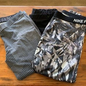 3 pairs of workout pants for $20; UA, Nike, un-named